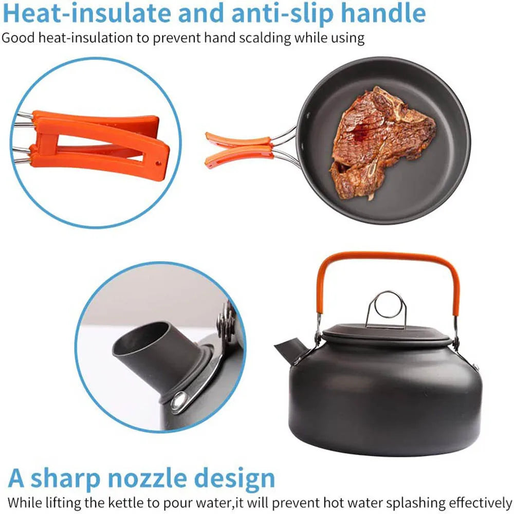 Ultimate Outdoor Camping Cookware Set - Lightweight Aluminum Pot for Hiking, Picnics, and BBQ Adventures