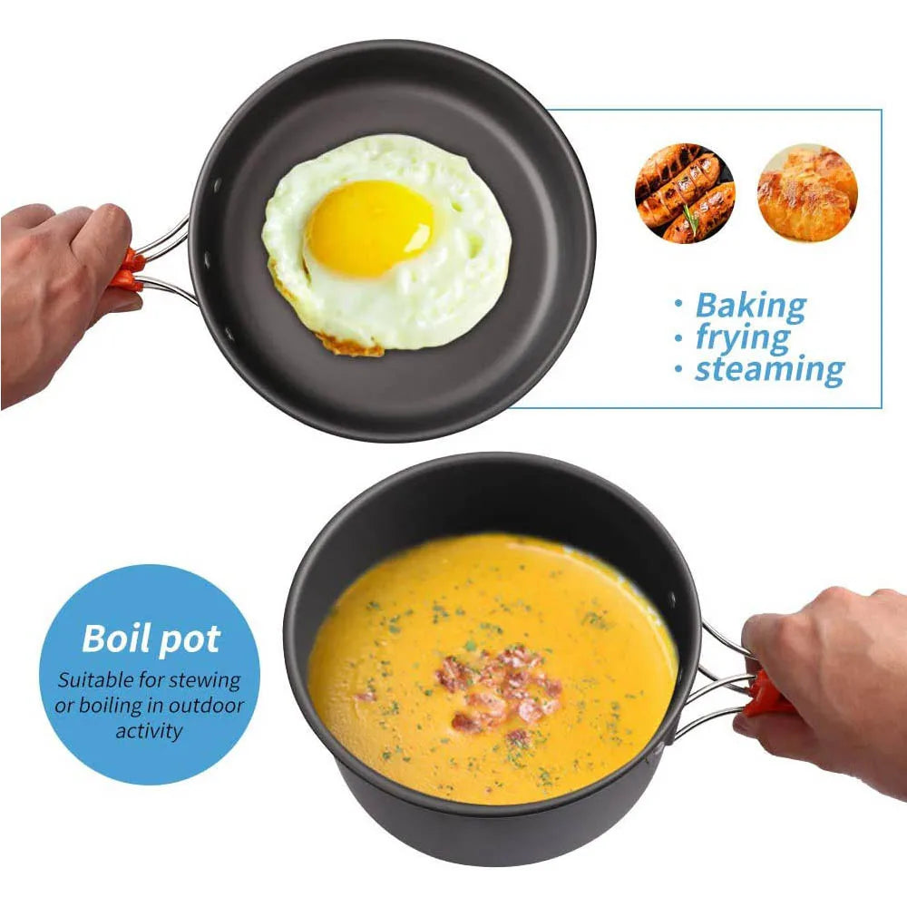 Ultimate Outdoor Camping Cookware Set - Lightweight Aluminum Pot for Hiking, Picnics, and BBQ Adventures