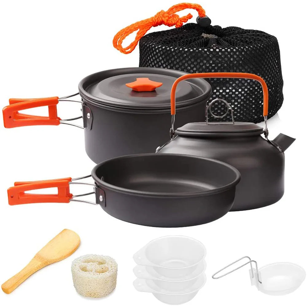 Ultimate Outdoor Camping Cookware Set - Lightweight Aluminum Pot for Hiking, Picnics, and BBQ Adventures