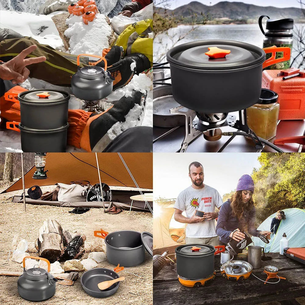 Ultimate Outdoor Camping Cookware Set - Lightweight Aluminum Pot for Hiking, Picnics, and BBQ Adventures
