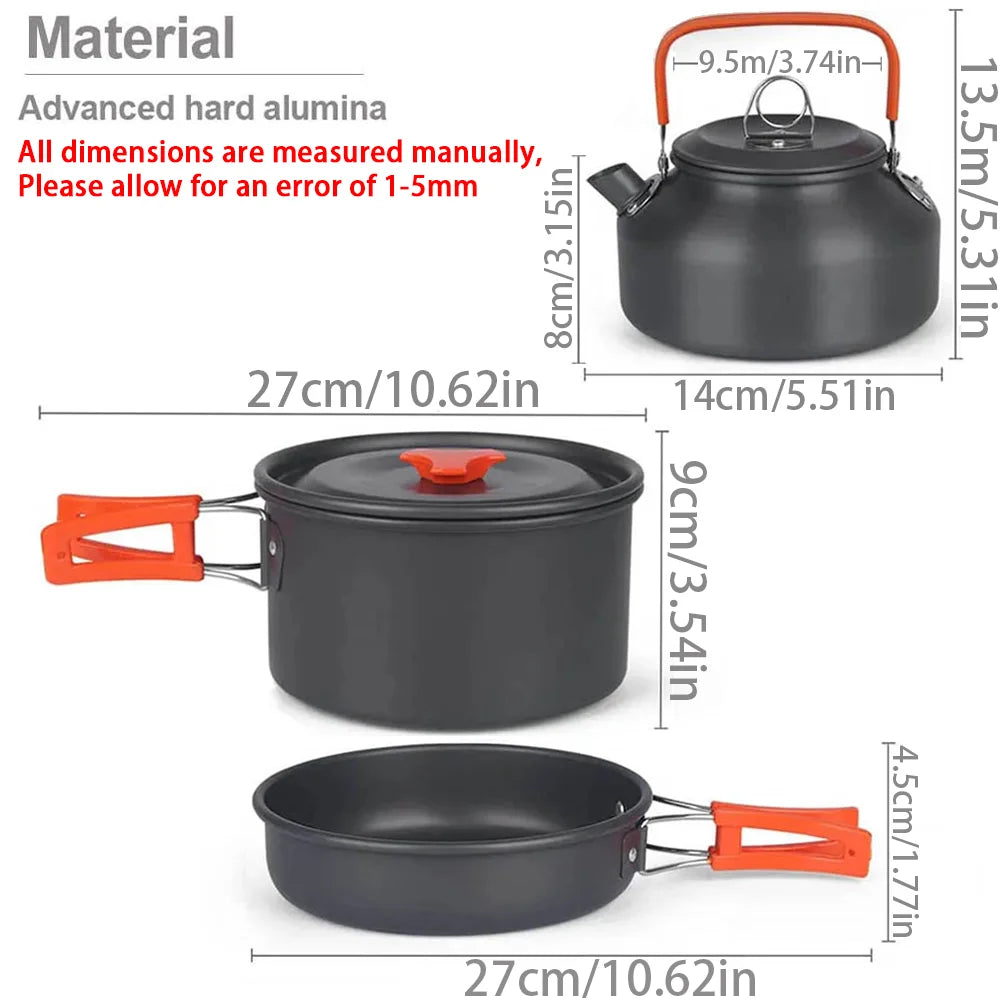 Ultimate Outdoor Camping Cookware Set - Lightweight Aluminum Pot for Hiking, Picnics, and BBQ Adventures